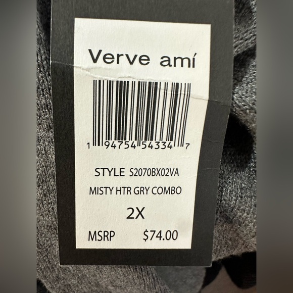 NWT Verve Ami Gray and Black Off-Shoulder Sweater 2X - Picture 9 of 15